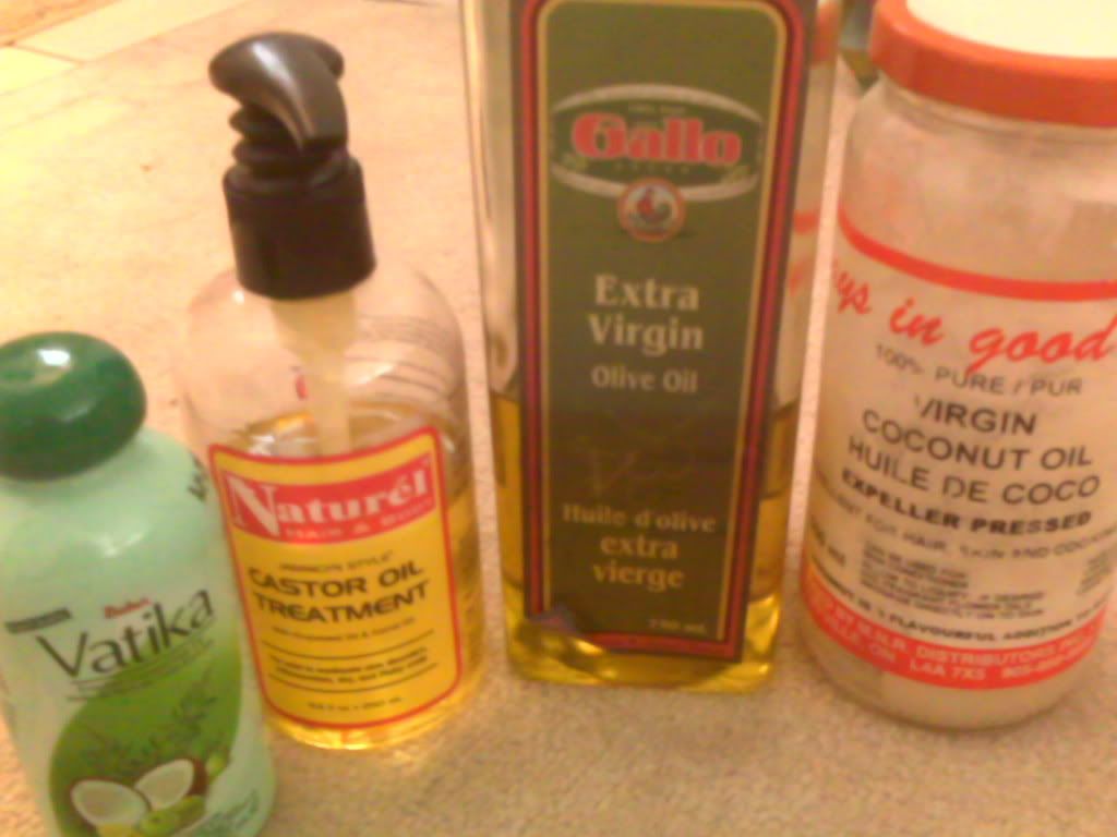 Hairlicious: Dabur Vatika Oil, Jamaican Castor oil, EVOO, Coconut Oil