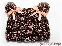 0-3 mo baby girl cabled bear beanie 