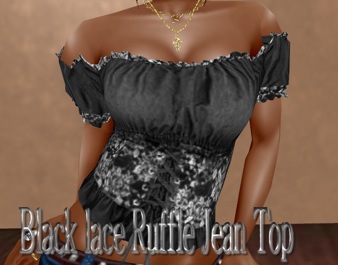  photo Black lace Ruffle Jean Top.png