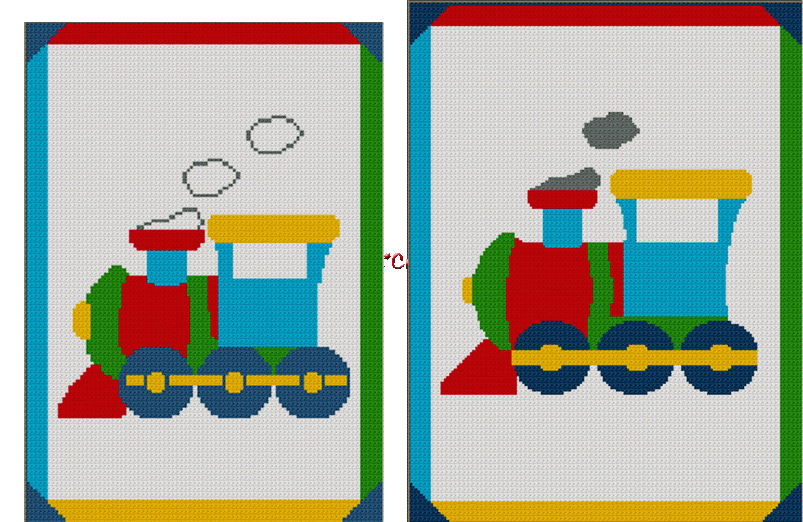 Choo Choo Train 100st Or 150st Afghan Crochet Knit Cross Stitch Pattern