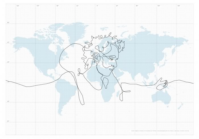 World Map Line Drawing