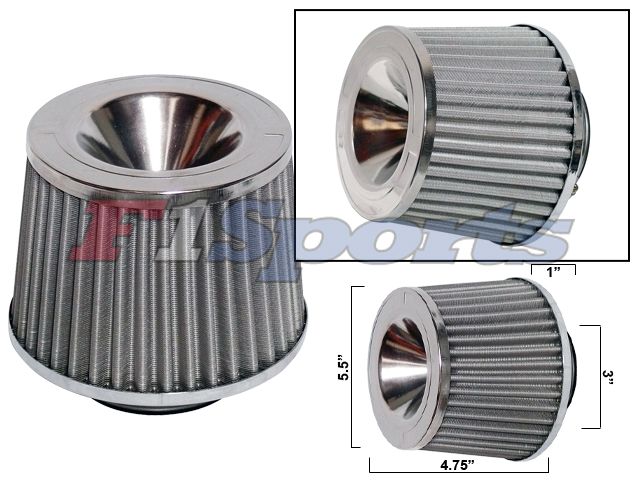 INLET UNIVERSAL STAINLESS RACING CONE AIR FILTER  