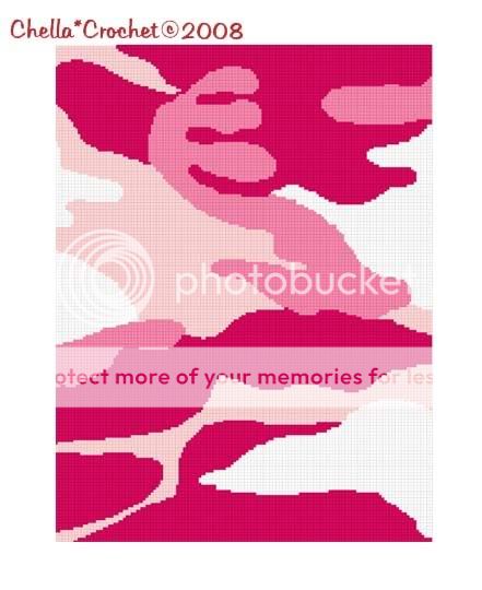 Camouflage Pink Camo Afghan Crochet Pattern Graph  