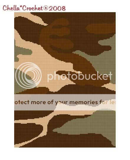 Camouflage Tan Camo Afghan Crochet Pattern Graph  