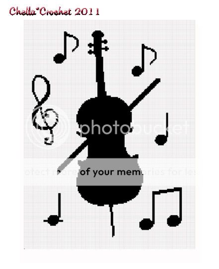 Musical Notes Cello Music Afghan Crochet Pattern Graph  