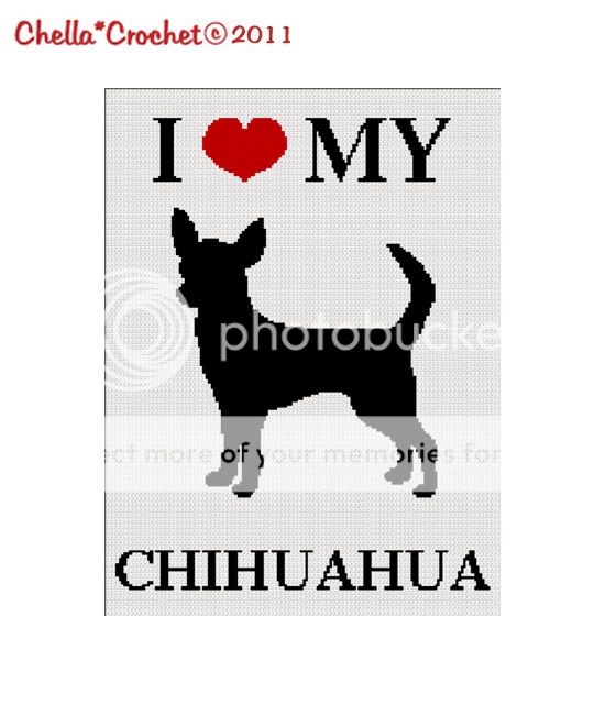 Love My Chihuahua Dog Afghan Crochet Pattern Graph  