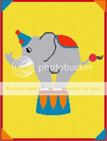 Fun & Easy Circus Elephant Afghan Crochet Pattern Graph  