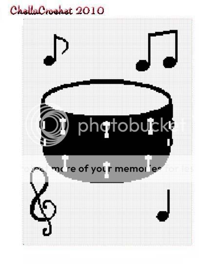 Snare Drum Musical Notes Afghan Crochet Pattern Graph  