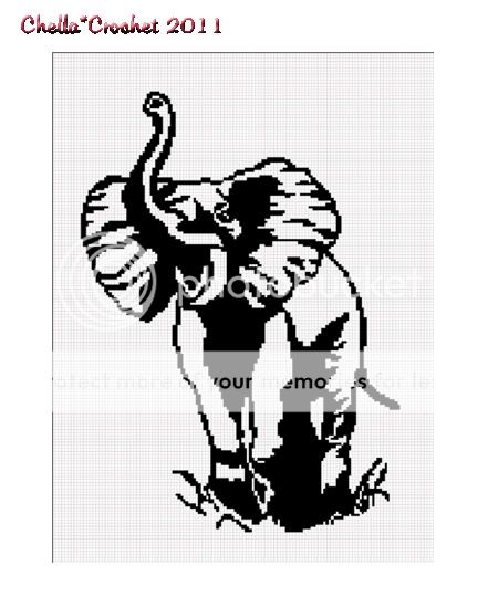 Bull Elephant Silhouette Afghan Crochet Pattern Graph  