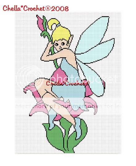 Fairy Pixie on Flower Afghan Crochet Pattern Graph  