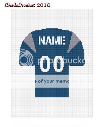 Football Jersey Blue Gray Afghan Crochet Pattern Graph  