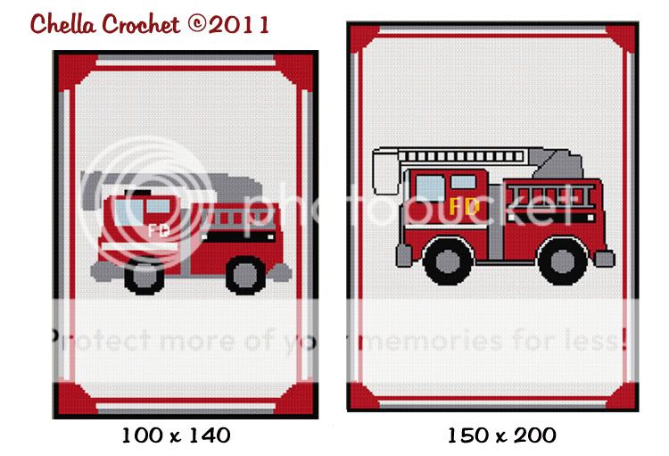 Firetruck Fire Truck Small or Large Choose Size Afghan Crochet Pattern