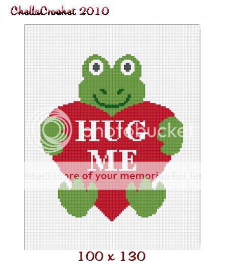 Frog Heart Hug Me Afghan Crochet Pattern Graph 100st  