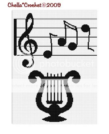 Musical Stand Music Notes Afghan Crochet Pattern Graph  