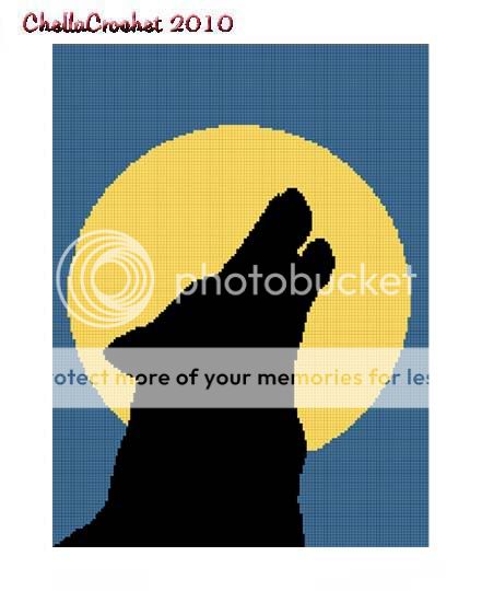 Wolf Howling at Moon Afghan Crochet Pattern Graph  