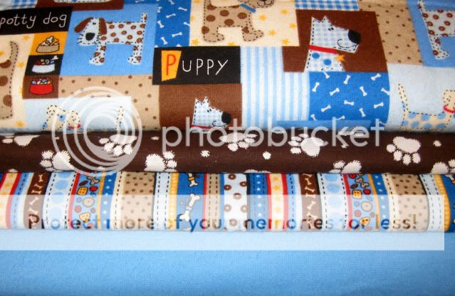 Blue Puppy Dog Rag Quilt Kit Flannel 84 6" Square DIY