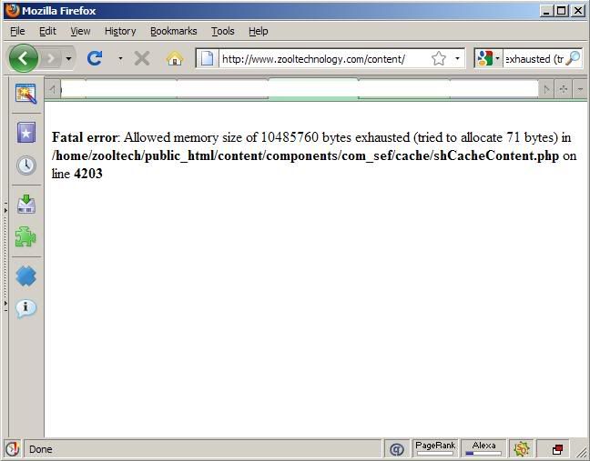 php php fatal error allowed memory size of bytes exhausted